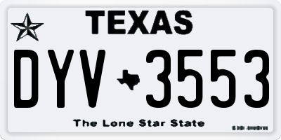 TX license plate DYV3553