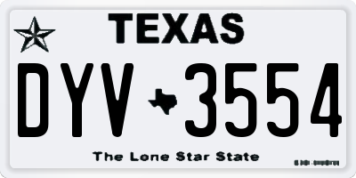 TX license plate DYV3554