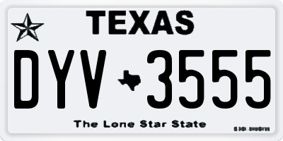 TX license plate DYV3555