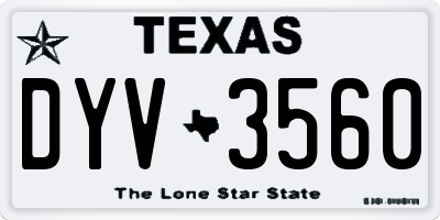 TX license plate DYV3560