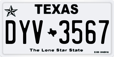 TX license plate DYV3567