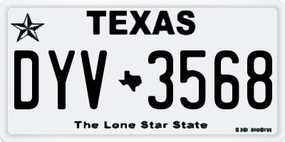 TX license plate DYV3568
