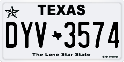 TX license plate DYV3574