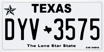 TX license plate DYV3575