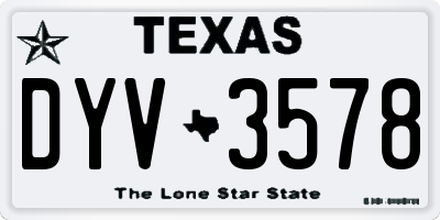 TX license plate DYV3578