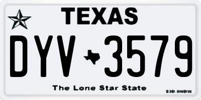 TX license plate DYV3579