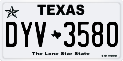 TX license plate DYV3580