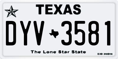 TX license plate DYV3581