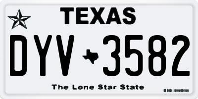 TX license plate DYV3582