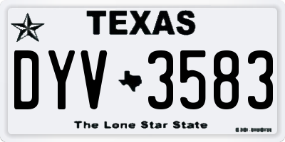 TX license plate DYV3583