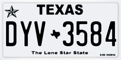 TX license plate DYV3584