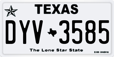 TX license plate DYV3585