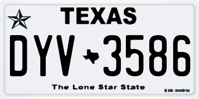 TX license plate DYV3586