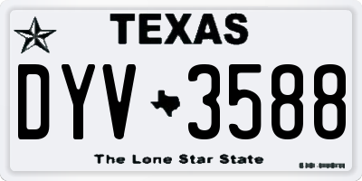 TX license plate DYV3588