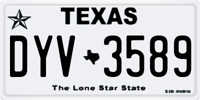 TX license plate DYV3589