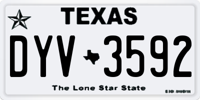 TX license plate DYV3592
