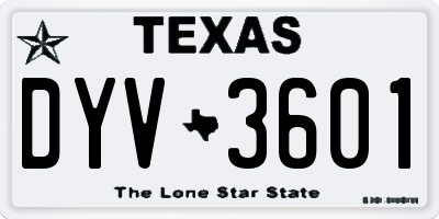 TX license plate DYV3601