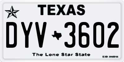 TX license plate DYV3602