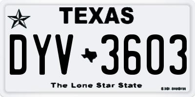 TX license plate DYV3603
