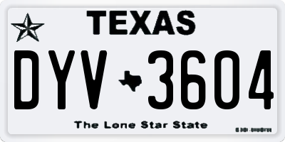 TX license plate DYV3604
