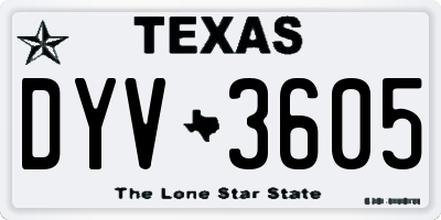 TX license plate DYV3605