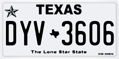 TX license plate DYV3606