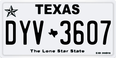 TX license plate DYV3607