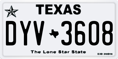 TX license plate DYV3608