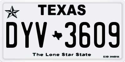 TX license plate DYV3609
