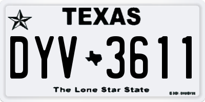 TX license plate DYV3611