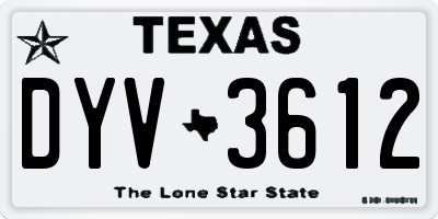 TX license plate DYV3612