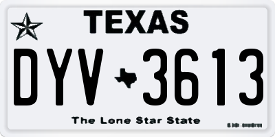 TX license plate DYV3613