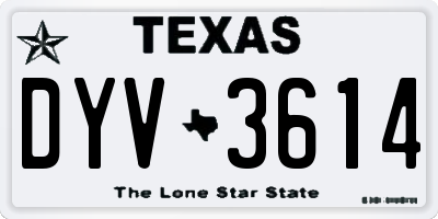 TX license plate DYV3614