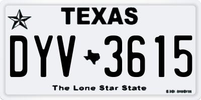 TX license plate DYV3615