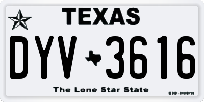 TX license plate DYV3616