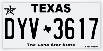 TX license plate DYV3617