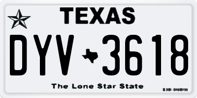 TX license plate DYV3618