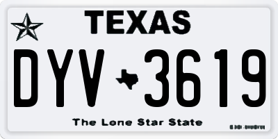 TX license plate DYV3619