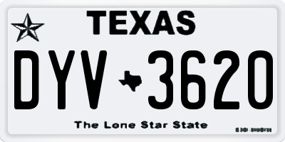 TX license plate DYV3620