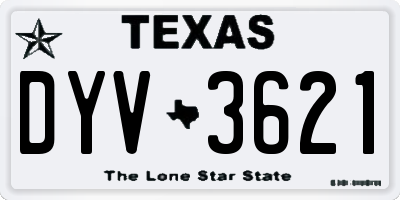 TX license plate DYV3621