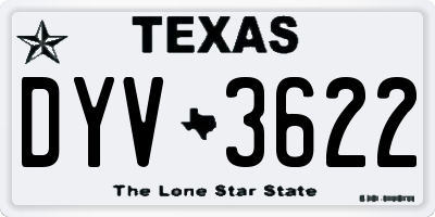 TX license plate DYV3622