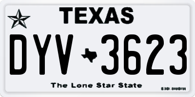 TX license plate DYV3623