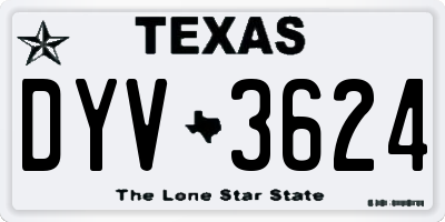 TX license plate DYV3624