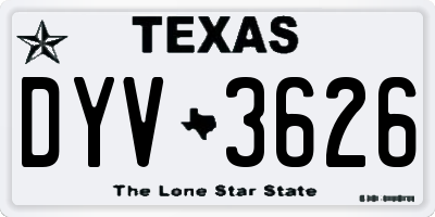 TX license plate DYV3626