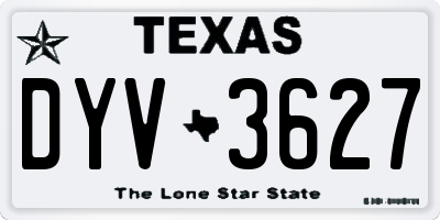 TX license plate DYV3627