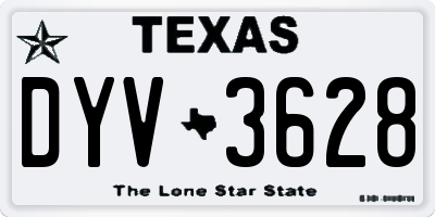 TX license plate DYV3628