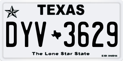 TX license plate DYV3629