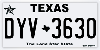 TX license plate DYV3630