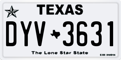 TX license plate DYV3631