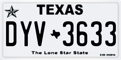 TX license plate DYV3633